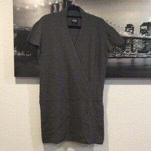 Eileen Fisher Sz S Crepe Knit Black Wool Dress Cap Sleeve Italian Yarn